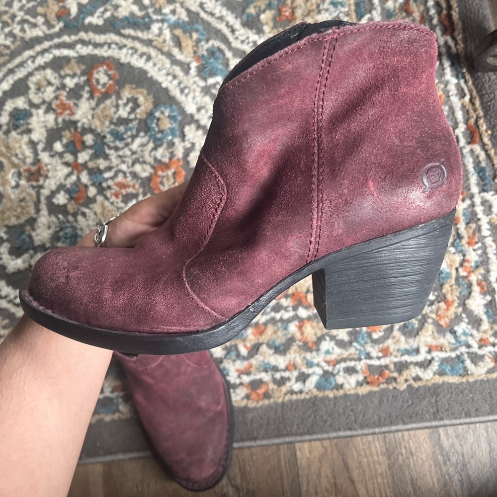 Born Michel Womens Burgundy Western Heeled Boots 7